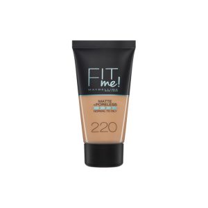Maybelline Fit Me Mate y Afinaporos Tono 220 Natural Beige Base De Maquillaje Calca A Tu Tono y Textura Pieles Medias - 30ml
