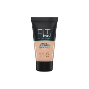Maybelline Fit Me Mate y Afinaporos Tono 115 Ivory Base De Maquillaje Calca A Tu Tono y Textura Pieles Claras - 30ml