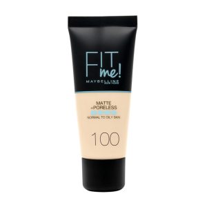 Maybelline Fit Me Mate y Afinaporos Base De Maquillaje Tono 100 Warm Ivory Calca A Tu Tono y Textura Pieles Muy Claras - 30ml