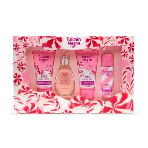 Tulipán Negro Kiss Fresa Y Nata Eau De Toilette Spray 50ml Set 4 Piezas